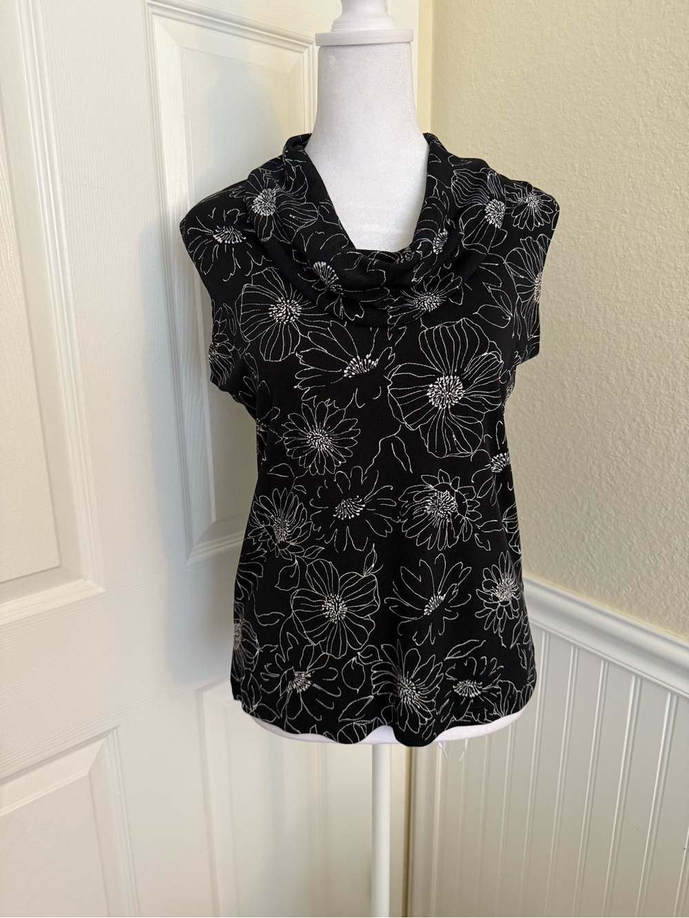 Notations Black Floral Cowl-Neck Blouse